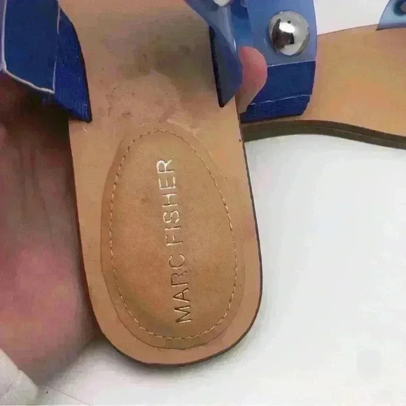 Marc Fisher Blue Clear Studs Sandals Sz 8 - Picture 7 of 11